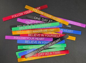 Metal inspirational book marks. Add your business name to the back side